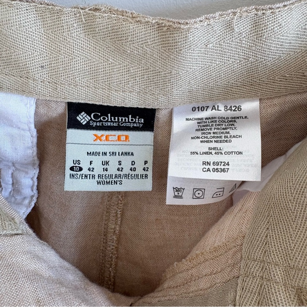 Columbia Lightweight Beige Linen/Cotton Straight Leg Utility Cargo Pants - 10 - Picture 3 of 10